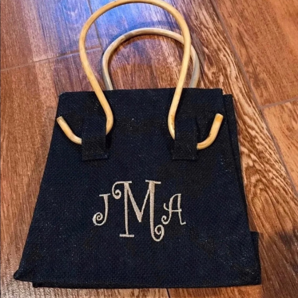 Jma Or Jam Monogram Purse Handbag Nwot Size 8” X 8” Wood Handles Great Gift Idea